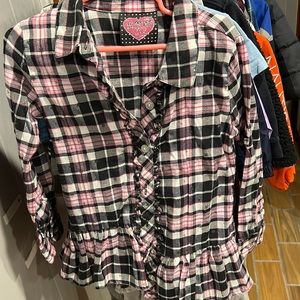 Forever Me Black/pink/white Plaid Shirt